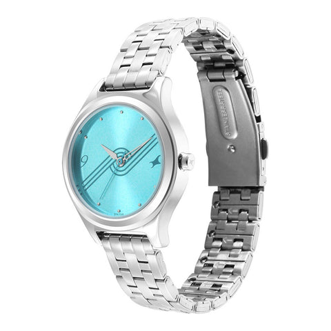 Fastrack Stunners Blue Dial Metal Strap Watch for Girls