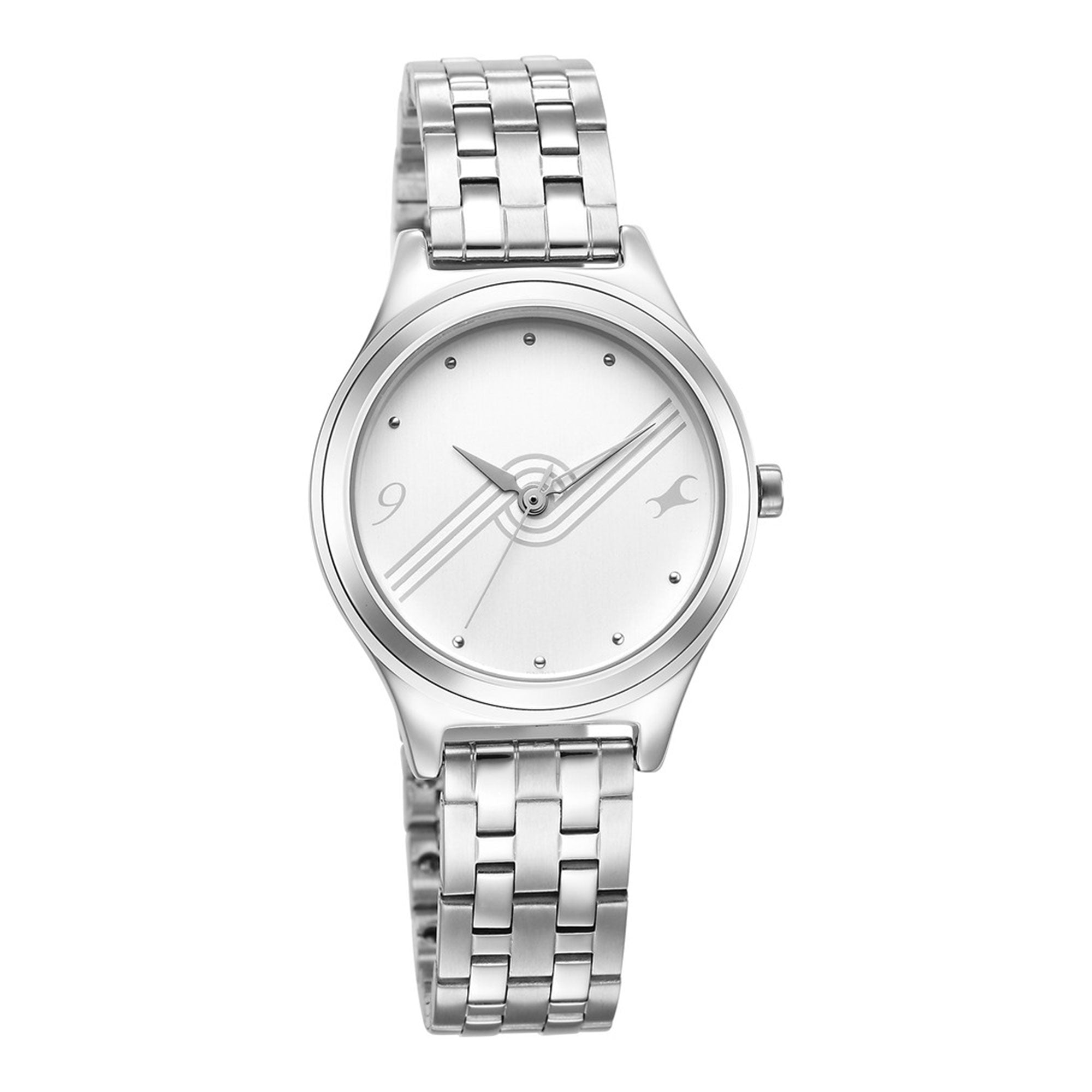 Fastrack Stunners White Dial Metal Strap Watch for Girls
