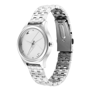 Fastrack Stunners Silver Dial Metal Strap Watch for Girls