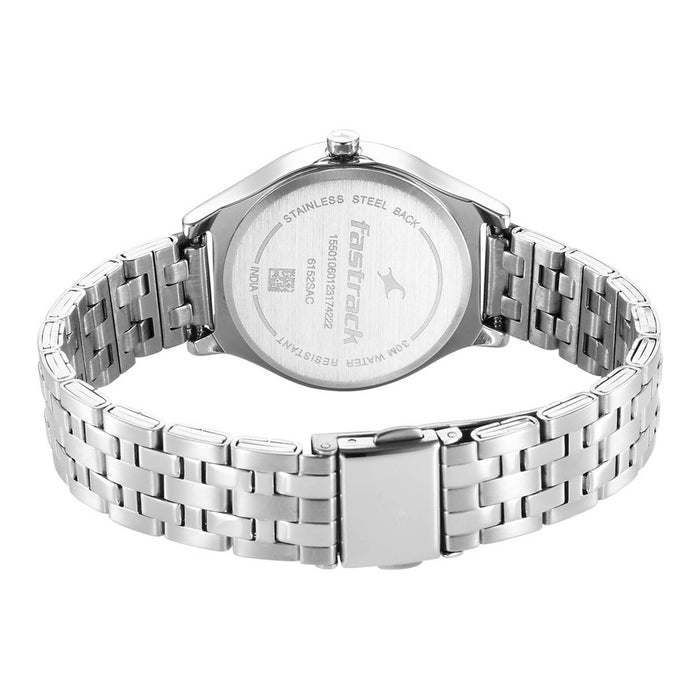 Fastrack Stunners Silver Dial Metal Strap Watch for Girls