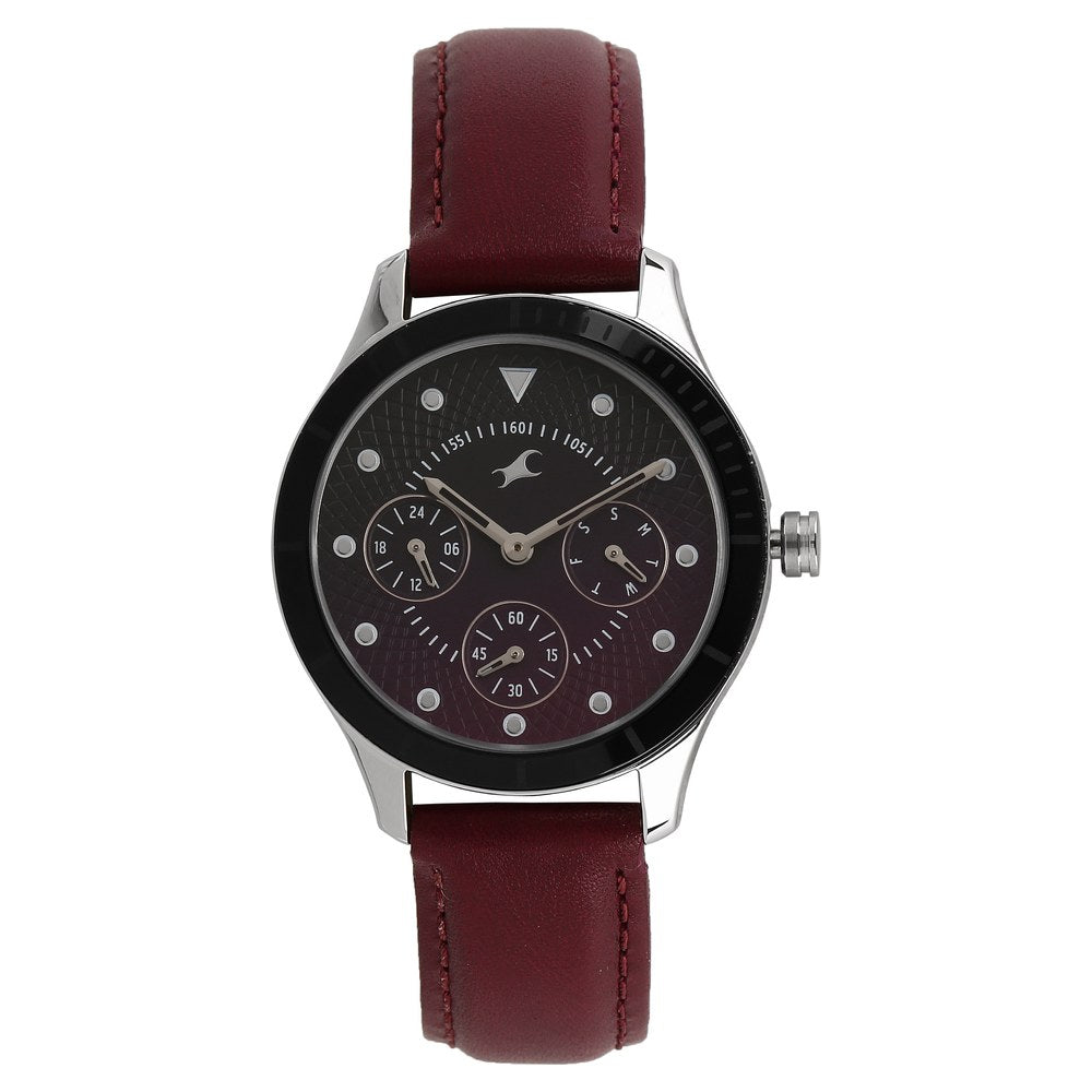 Fastrack All Nighters Quartz Multifunction Bicolour Dial Leather Strap Watch for Girls