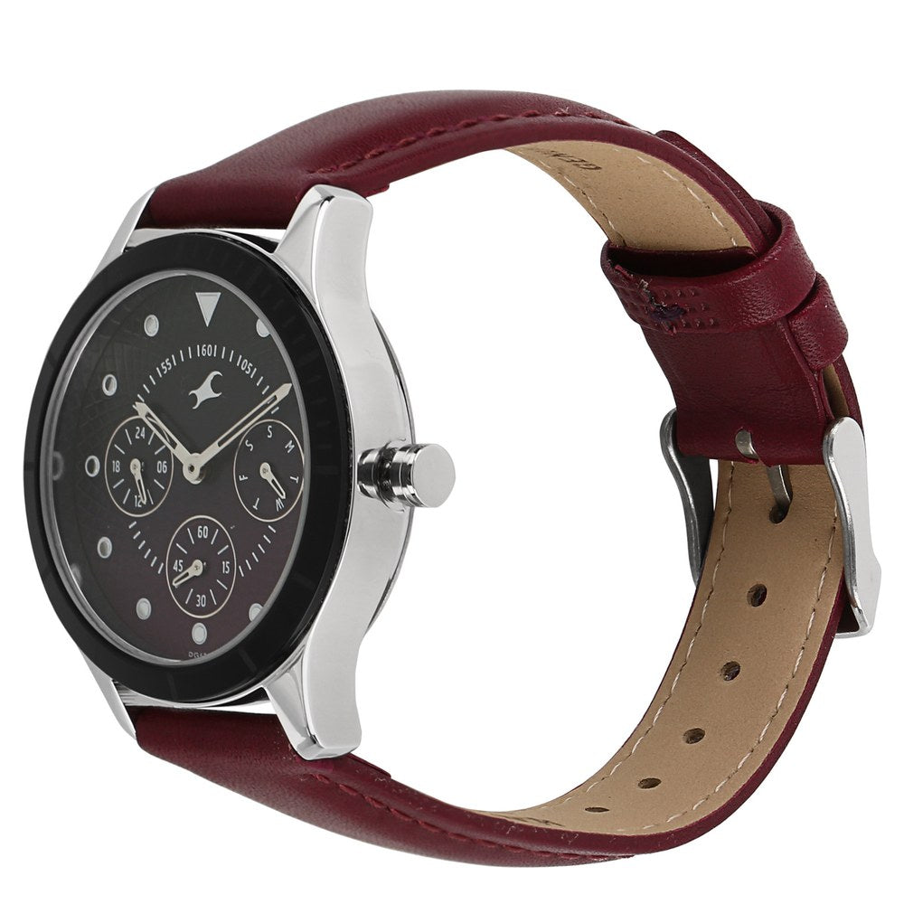 Fastrack All Nighters Quartz Multifunction Bicolour Dial Leather Strap Watch for Girls