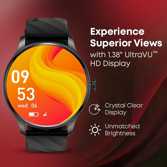 Fastrack Revoltt XR1 Black Smartwatch with 1.38" UltraVU Display | SingleSync BT Calling | AI Voice Assistant | 100+ Sports Modes and Watch faces | Upto 5 Day Battery Life