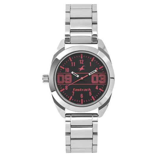 Fastrack Varsity Quartz Analog Black Dial Stainless Steel Strap Watch for Girls