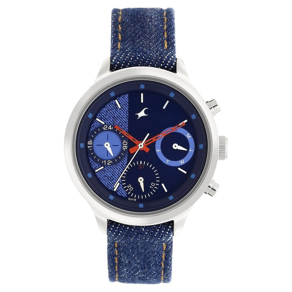 Fastrack Denim Quartz Multifunction Blue Dial Denim Strap Watch for Girls