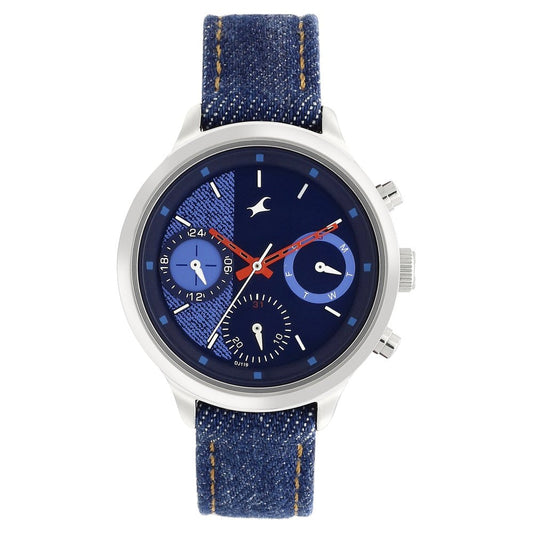 Fastrack Denim Quartz Multifunction Blue Dial Denim Strap Watch for Girls