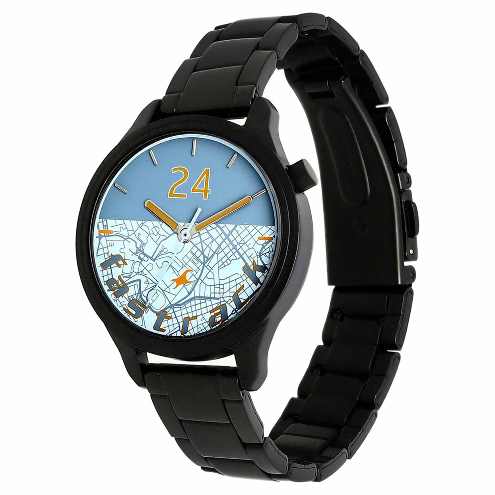 Fastrack Road Trip Quartz Analog Blue Dial Stainless Steel Strap Watch for Girls