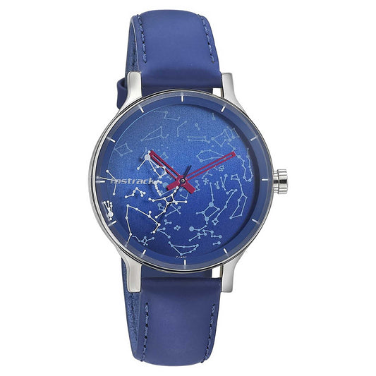 Fastrack Space Rover Quartz Analog Blue Dial Leather Strap Watch for Girls