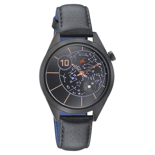 Fastrack Space Rover Quartz Analog Black Dial Leather Strap Watch for Girls