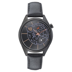 Fastrack Space Rover Quartz Analog Black Dial Leather Strap Watch for Girls