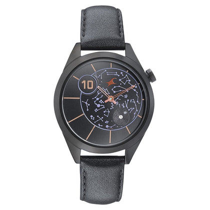 Fastrack Space Rover Quartz Analog Black Dial Leather Strap Watch for Girls