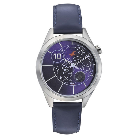 Fastrack Space Rover Quartz Analog Purple Dial Leather Strap Watch for Girls