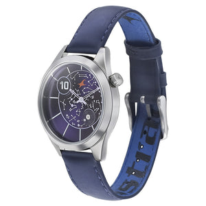Fastrack Space Rover Quartz Analog Purple Dial Leather Strap Watch for Girls