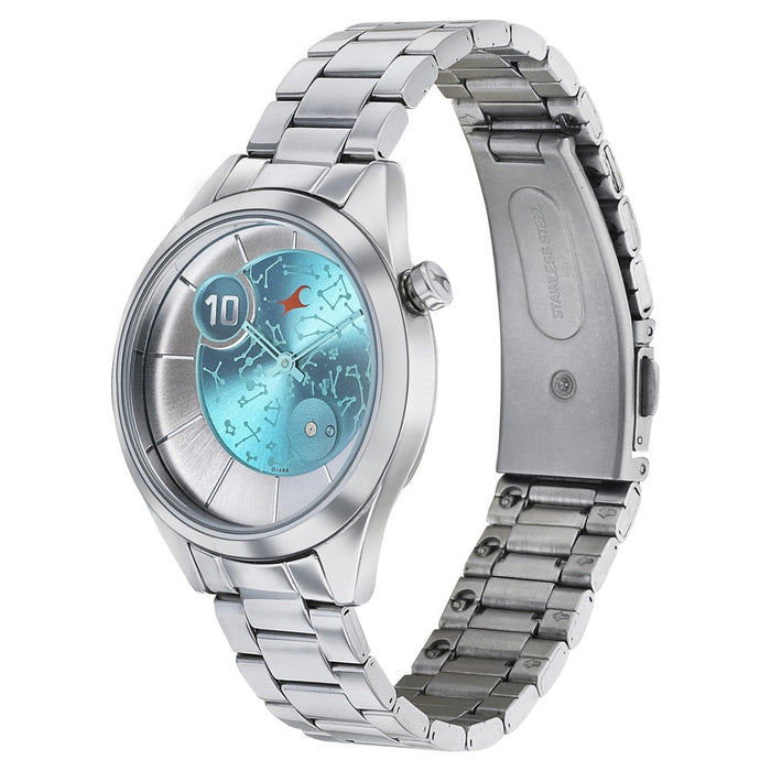 Fastrack Space Rover Quartz Analog Blue Dial Stainless Steel Strap Watch for Girls