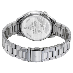 Fastrack Space Rover Quartz Analog Blue Dial Stainless Steel Strap Watch for Girls