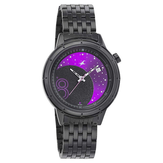 Fastrack Space Rover Quartz Analog with Date Bicolour Dial Stainless Steel Strap Watch for Girls
