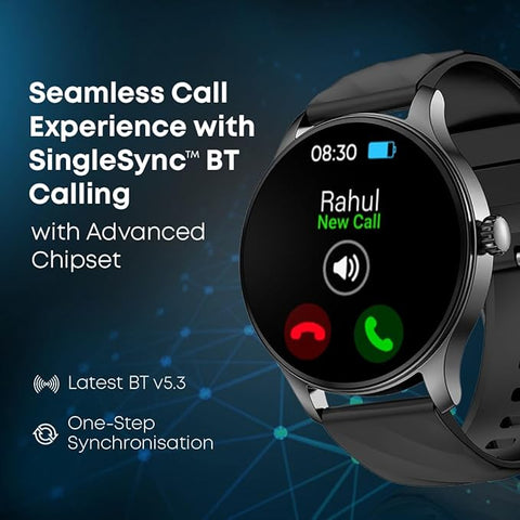 Fastrack Revoltt XR1 Black Smartwatch with 1.38" UltraVU Display | SingleSync BT Calling | AI Voice Assistant | 100+ Sports Modes and Watch faces | Upto 5 Day Battery Life