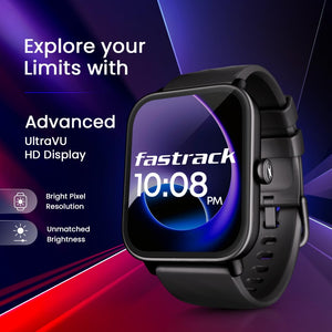 Fastrack Rider Bluetooth Black Smart Watch with 1.83" Ultra UV HD Display | Health Tracker | 100+ Sports Modes | Upto 5 Day Battery Life