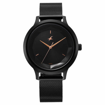 Fastrack Fleek Quartz Analog Black Dial Stainless Steel Strap Watch For Girls 6210NM04