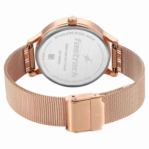 Fastrack Fleek Quartz Analog Black Dial Stainless Steel Strap Watch For Girls 6210WM03