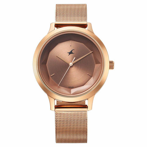 Fastrack Fleek Quartz Analog Rose Gold Dial Stainless Steel Strap Watch For Girls