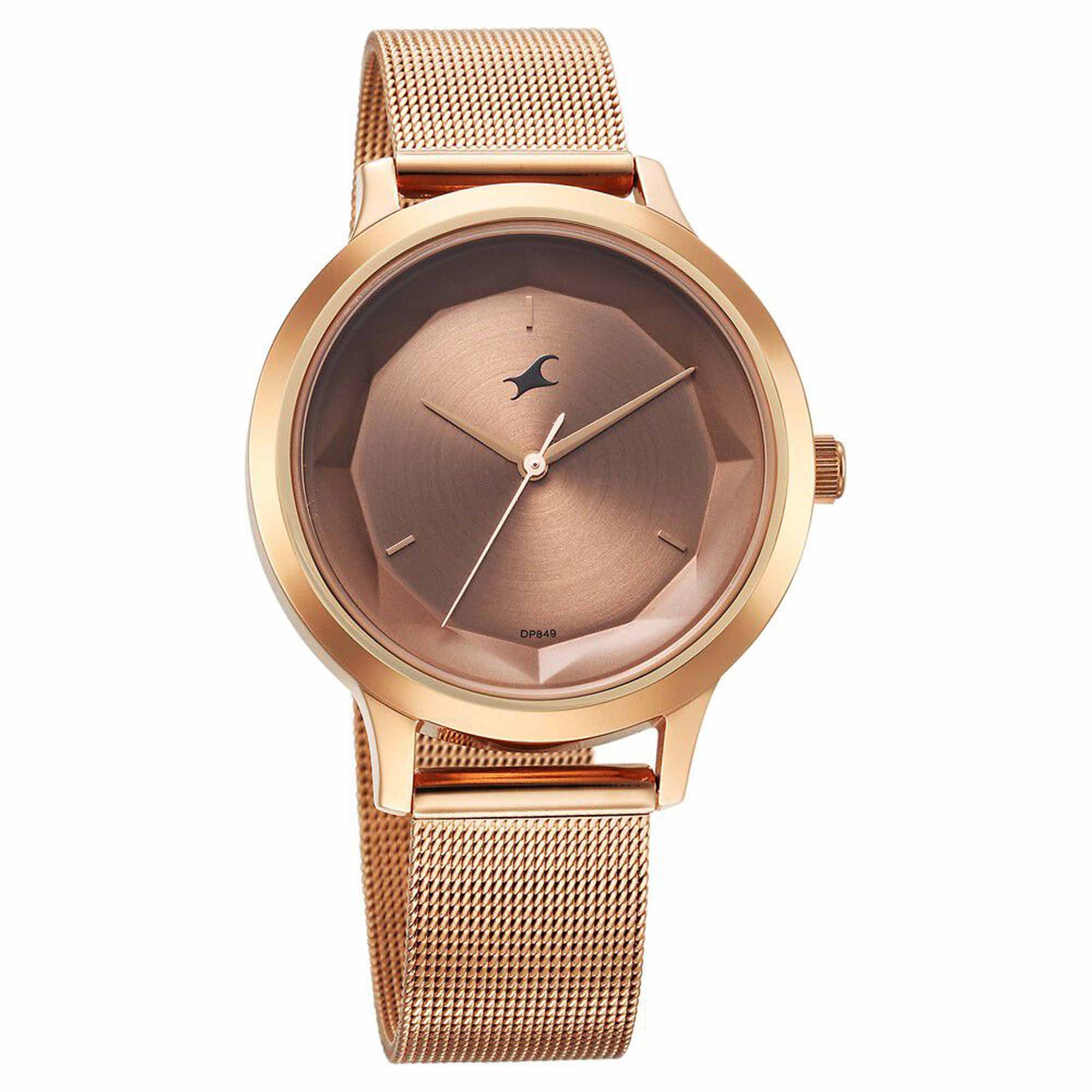 Fastrack Fleek Quartz Analog Rose Gold Dial Stainless Steel Strap Watch For Girls