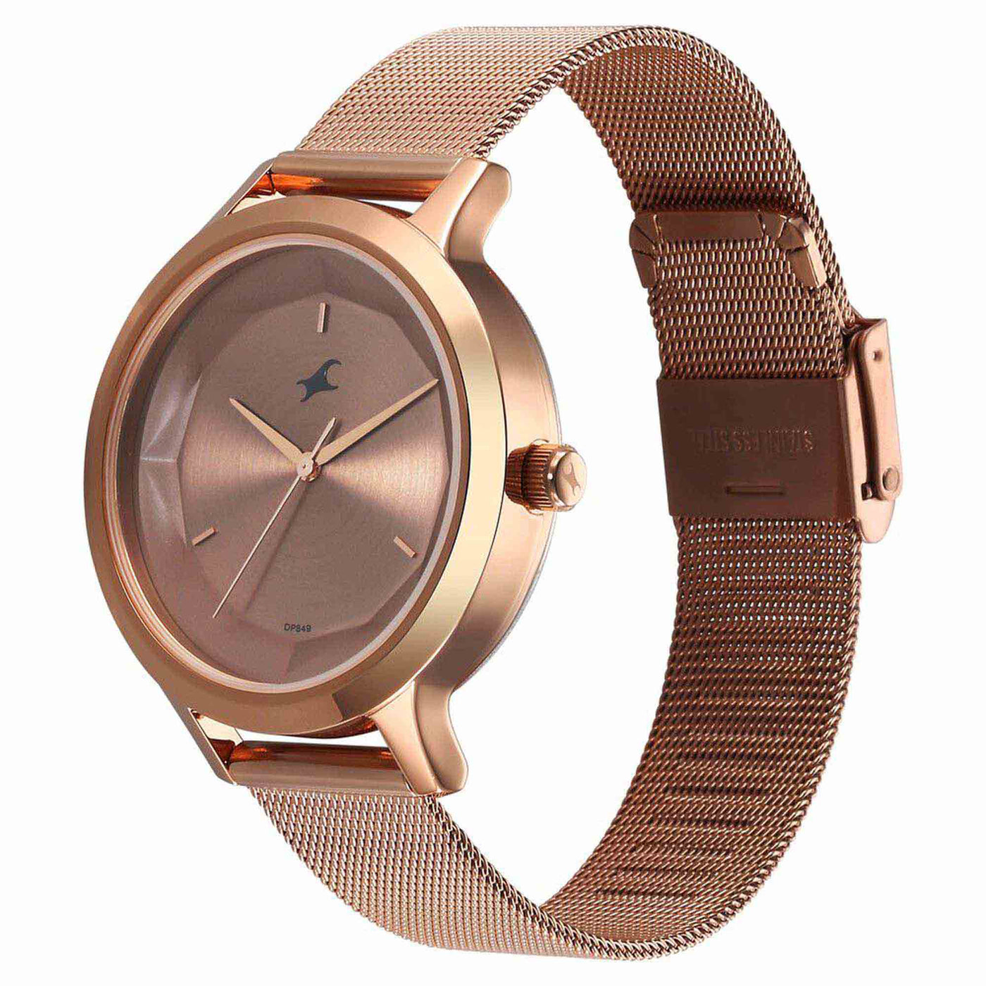 Fastrack Fleek Quartz Analog Rose Gold Dial Stainless Steel Strap Watch For Girls