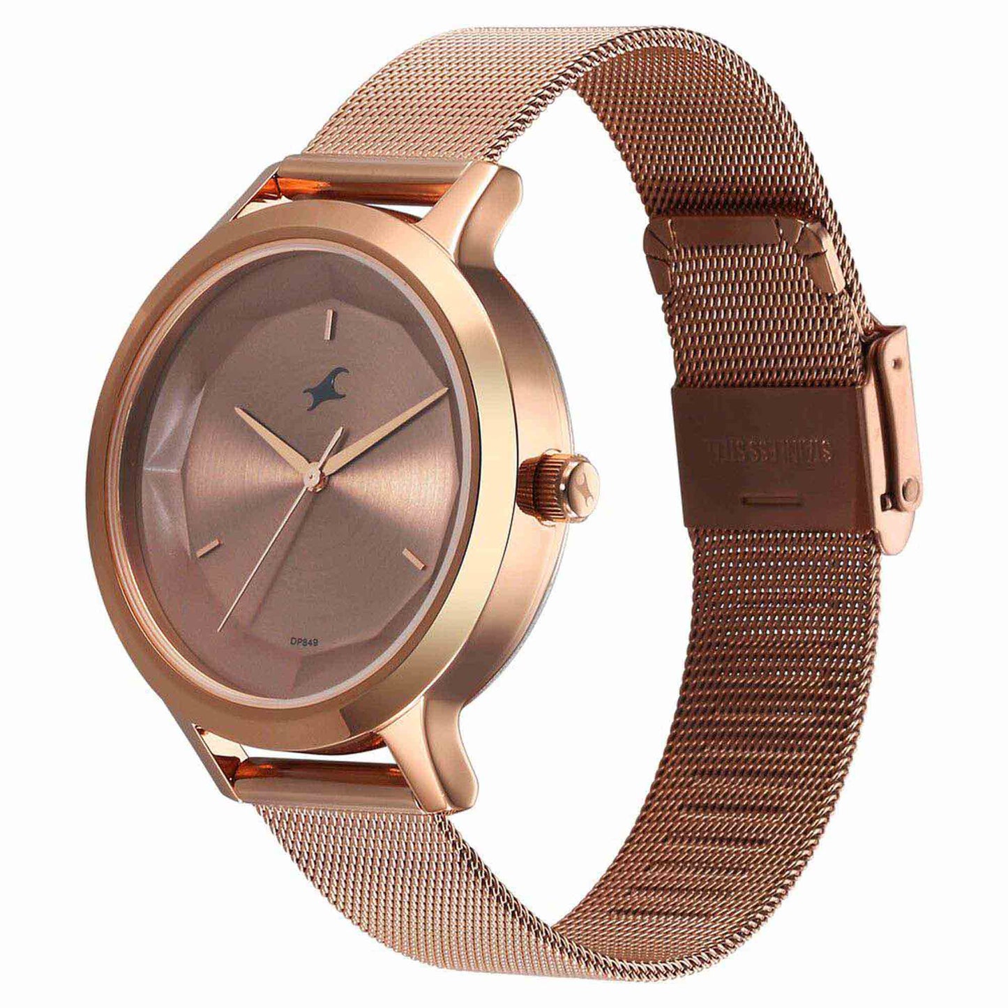Fastrack Fleek Quartz Analog Rose Gold Dial Stainless Steel Strap Watch For Girls