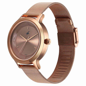 Fastrack Fleek Quartz Analog Rose Gold Dial Stainless Steel Strap Watch For Girls