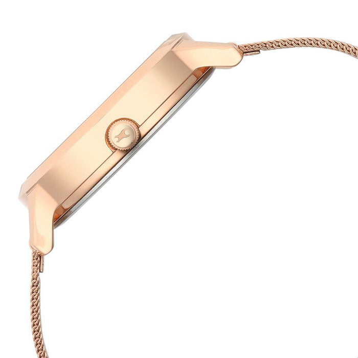 Fastrack Fleek Quartz Analog Rose Gold Dial Stainless Steel Strap Watch For Girls