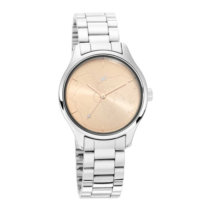 Fastrack Tripster Quartz Analog Rose Gold Dial Stainless Steel Strap Watch for Girls