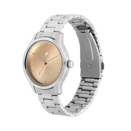 Fastrack Tripster Quartz Analog Rose Gold Dial Stainless Steel Strap Watch for Girls