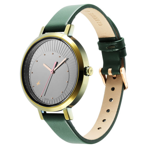 Style Up Black Dial Leather Strap Watch for Girls