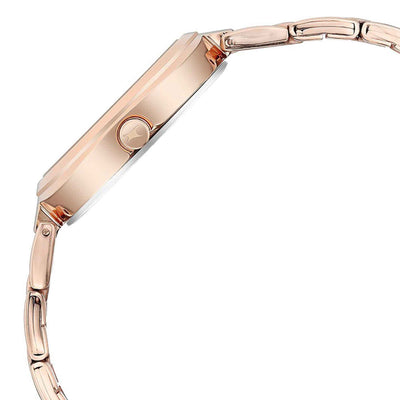 Fastrack Stunners Quartz Alog Golden Dial Stainless Steel Strap Watch for Girls