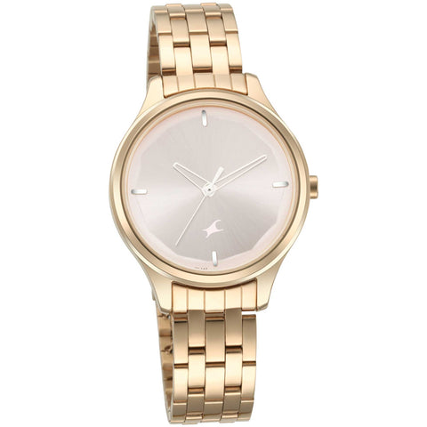 Fastrack Stunners Quartz Analog Rose gold Dial Metal Strap Watch for Girls