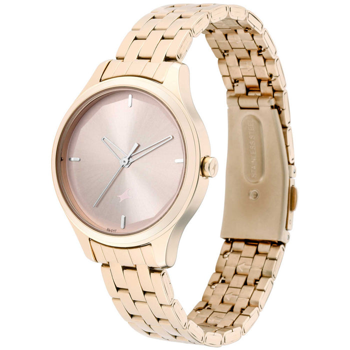 Fastrack Stunners Quartz Analog Rose gold Dial Metal Strap Watch for Girls