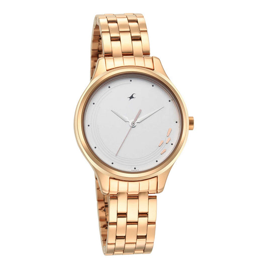 Fastrack Stunners Quartz Alog White Dial Stainless Steel Strap Watch for Girls
