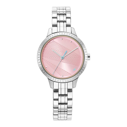 Fastrack Stunners Quartz Alog Pink Dial Metal Strap Watch for Girls