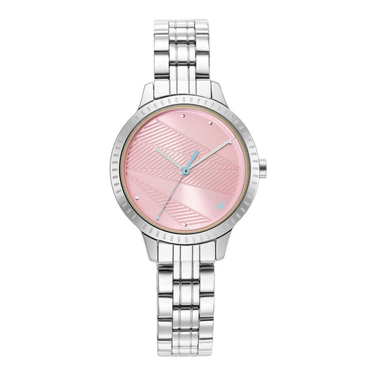 Fastrack Stunners Quartz Alog Pink Dial Metal Strap Watch for Girls