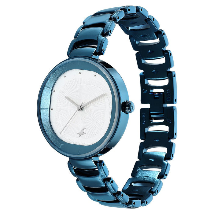 Fastrack Style Up Quartz Analog Silver Dial Metal Strap Watch for Girls