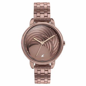 Fastrack Stunners Quartz Analog Brown Dial Stainless Steel Strap Watch for Girls