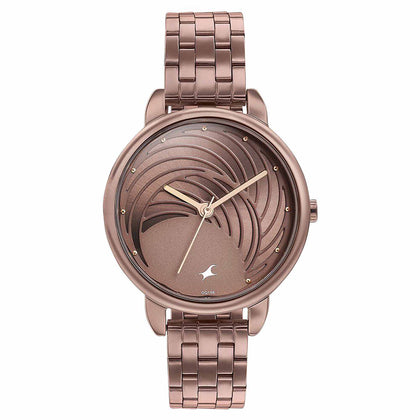 Fastrack Stunners Quartz Analog Brown Dial Stainless Steel Strap Watch for Girls