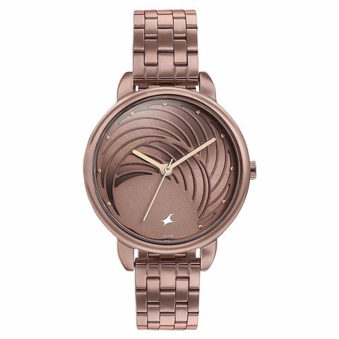Fastrack Stunners Quartz Analog Brown Dial Stainless Steel Strap Watch for Girls