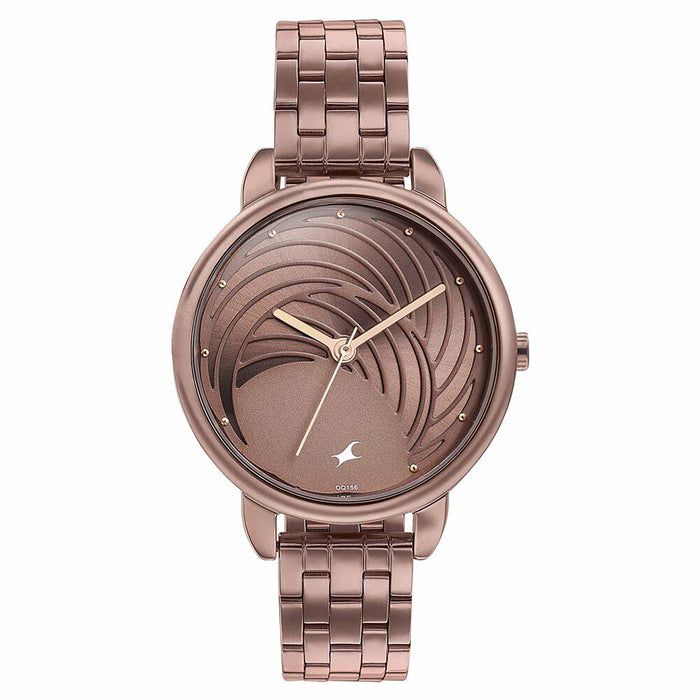 Fastrack Stunners Quartz Analog Brown Dial Stainless Steel Strap Watch for Girls