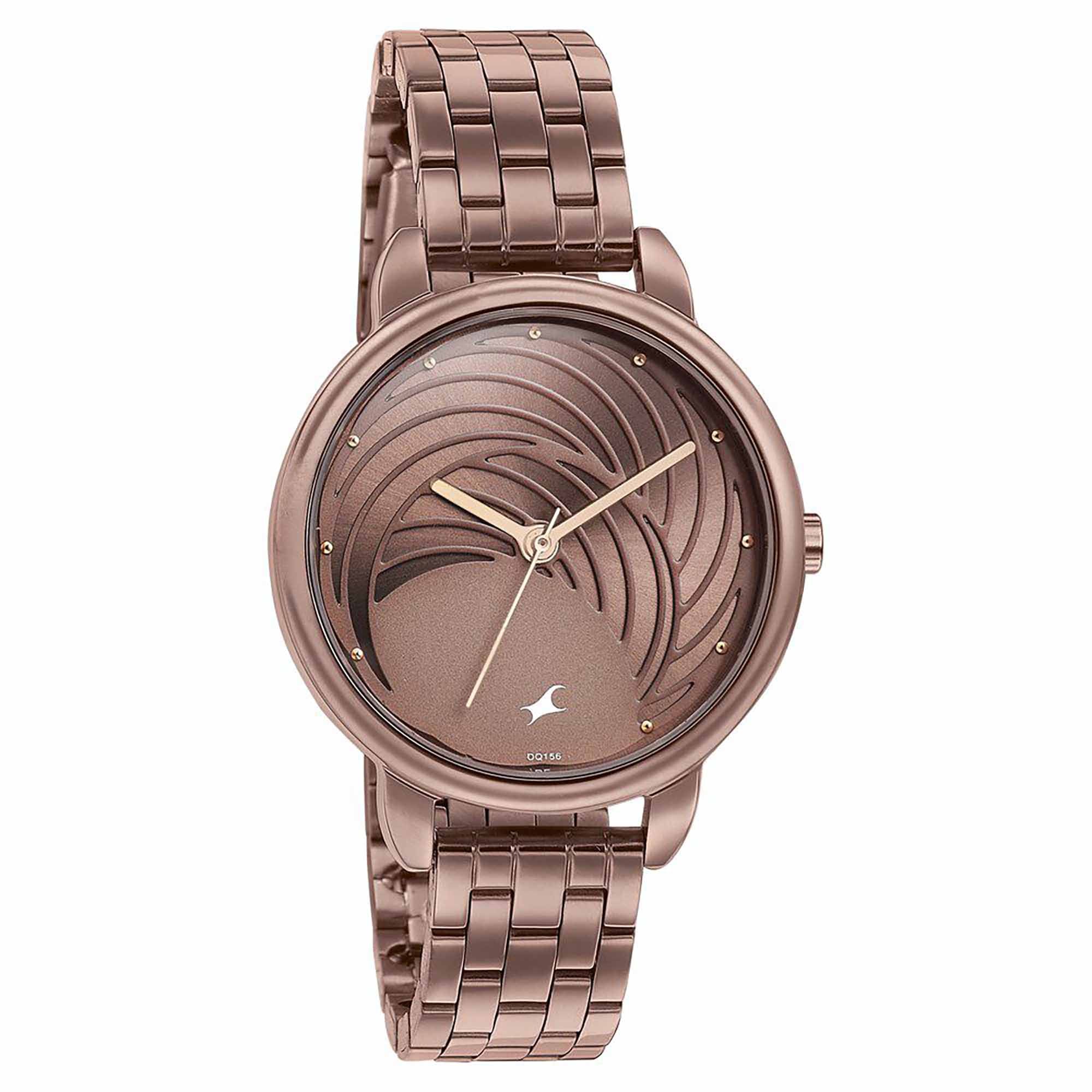 Fastrack Stunners Quartz Analog Brown Dial Stainless Steel Strap Watch for Girls