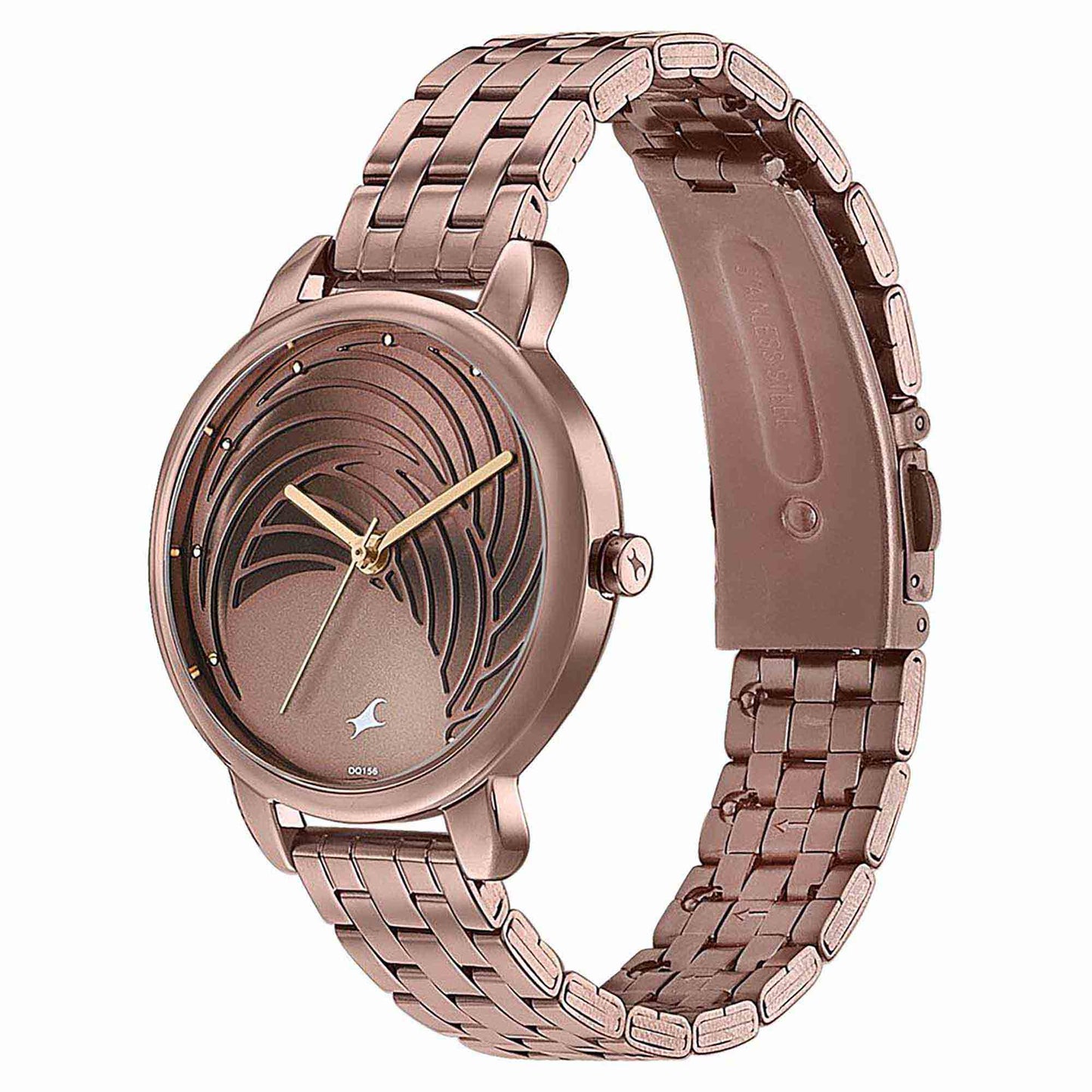 Fastrack Stunners Quartz Analog Brown Dial Stainless Steel Strap Watch for Girls