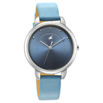 Fastrack Stunners Quartz Analog Blue Dial Leather Strap Watch for Girls