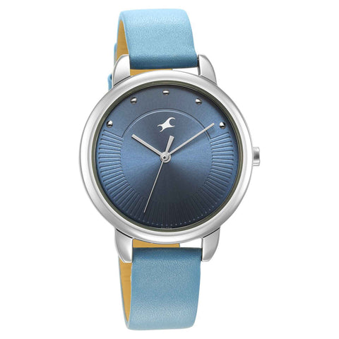Fastrack Stunners Quartz Analog Blue Dial Leather Strap Watch for Girls