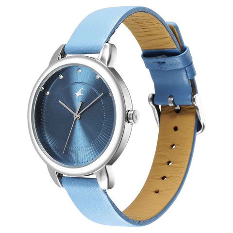 Fastrack Stunners Quartz Analog Blue Dial Leather Strap Watch for Girls