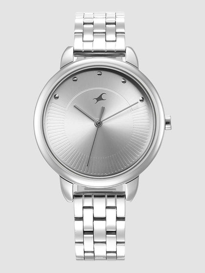 Fastrack Stunners Quartz Analog Silver Dial Metal Strap Watch for Girls 6282SM01